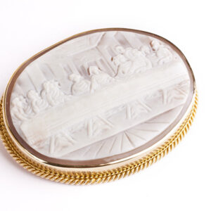 Rare 9 carat gold Cameo Brooch depicting The Last Supper