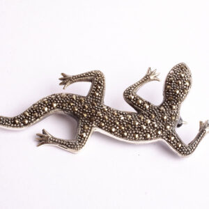 Silver Marcasite Lizard Brooch