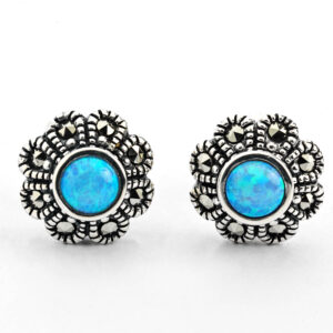 Marcasite & Blue Opal Earrings