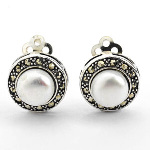 Silver Pearl Clip On Earrings