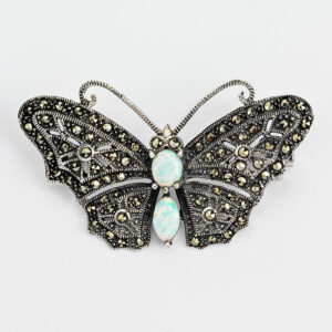 Marcasite & Opal Butterfly Brooch
