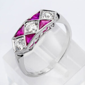 White Gold Ruby & Diamond Ring