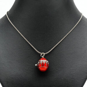 Red enamel egg pendant with pearl detail