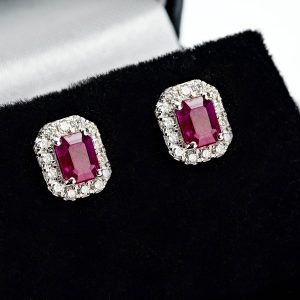 Ruby and Diamond Stud Earrings