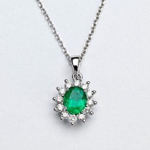 Emerald & Diamond Cluster Pendant