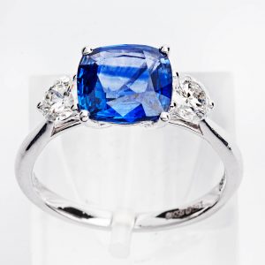 Platinum Sapphire and Diamond Ring