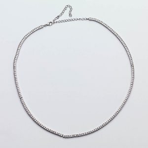 Tennis style silver CZ necklace