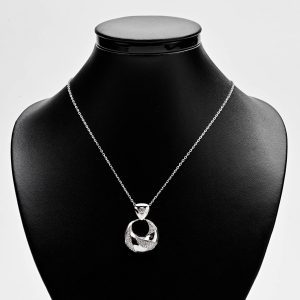 Round silver and cubic zirconia pendant