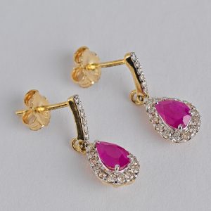 Ruby and diamond drop earrings
