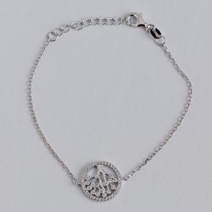 Silver cz tree of life bracelet