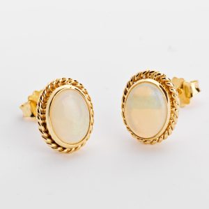 Opal and gold stud earrings