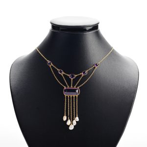 Amethyst and pearl antique necklace