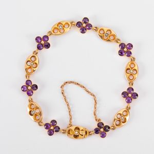 Amethyst and seed pearl bracelet