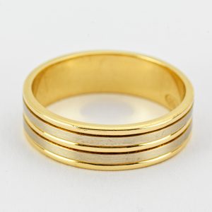18 carat gold 2 tone gents ring