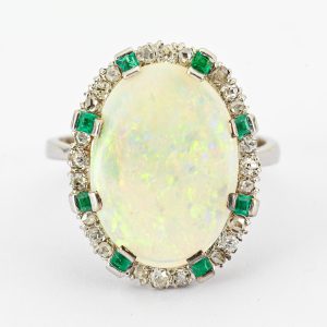 Opal diamond emerald cluster