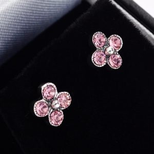 Pink silver stud earrings