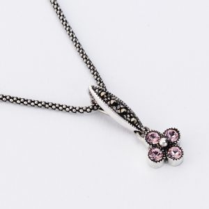 marcasite pink stone pendant
