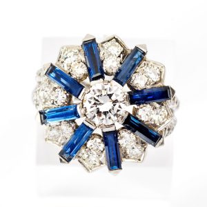 Large sapphire and diamond ring