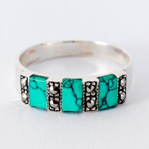 Turquoise and marcasite ring