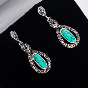 Turquoise marcasite drop earrings