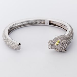 Silver cz torque bangle