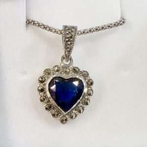 Silver Blue Heart Pendant
