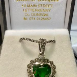 Silver Green Heart Pendant