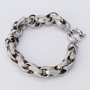Silver Mat Link Bracelet