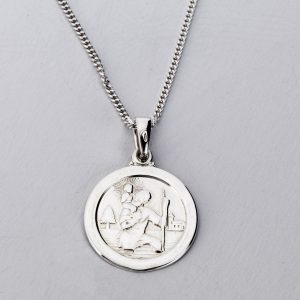 Circular Silver St Christopher's medal