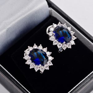 Large blue stud earrings