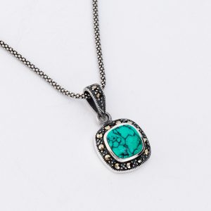 Turquoise marcasite pendant