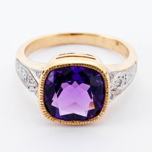 Amethyst and diamond dress ring
