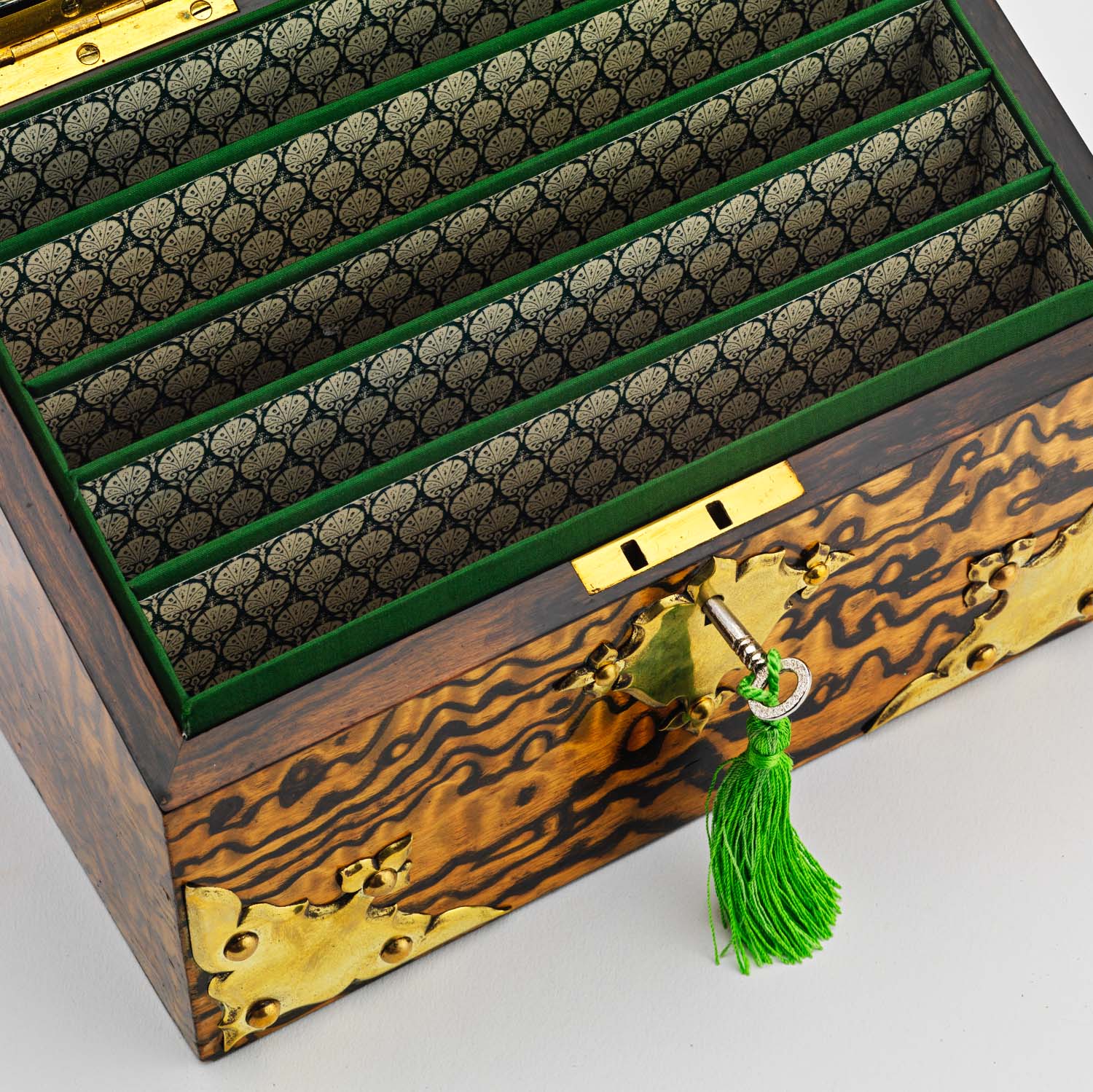 Victorian Wavy Ash Stationary Box - Image 4