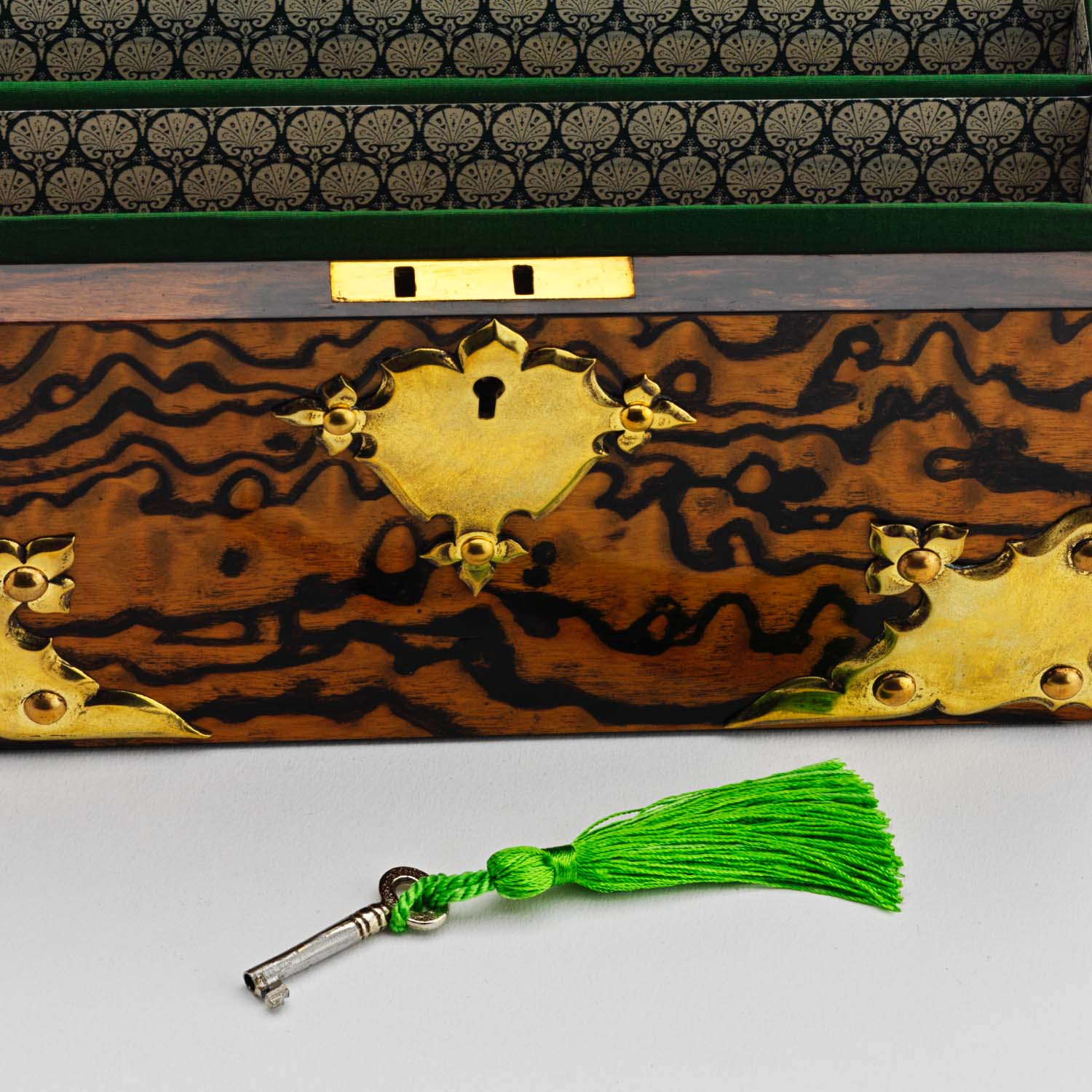 Victorian Wavy Ash Stationary Box - Image 5