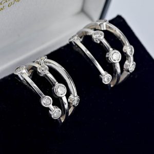 Diamond bubble hoop earrings