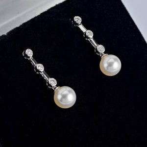 pearl and diamond drop earrings