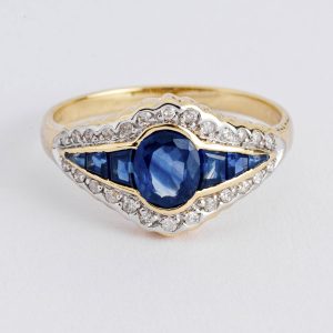 Sapphire art deco style ring