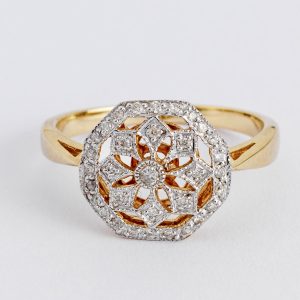 Diamond open work cluster ring