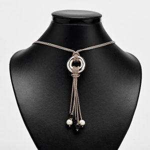 Fresh Water Pearl and Onyx Drop Pendant