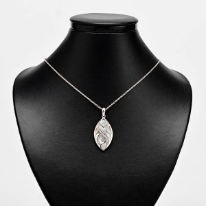 Mother of Pearl and Cz Pendant on Silver Chain