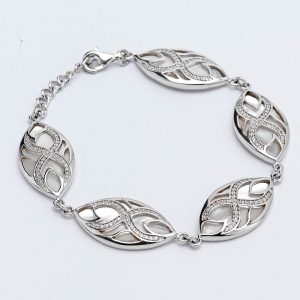 MOP and Cz Silver Bracelet