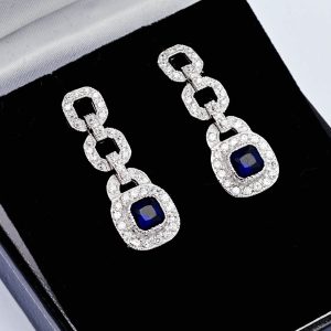 Blue Art Deco Style Earrings