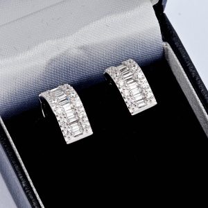 Silver Cz Wide Hoops