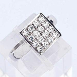 Square Diamond Cluster Ring