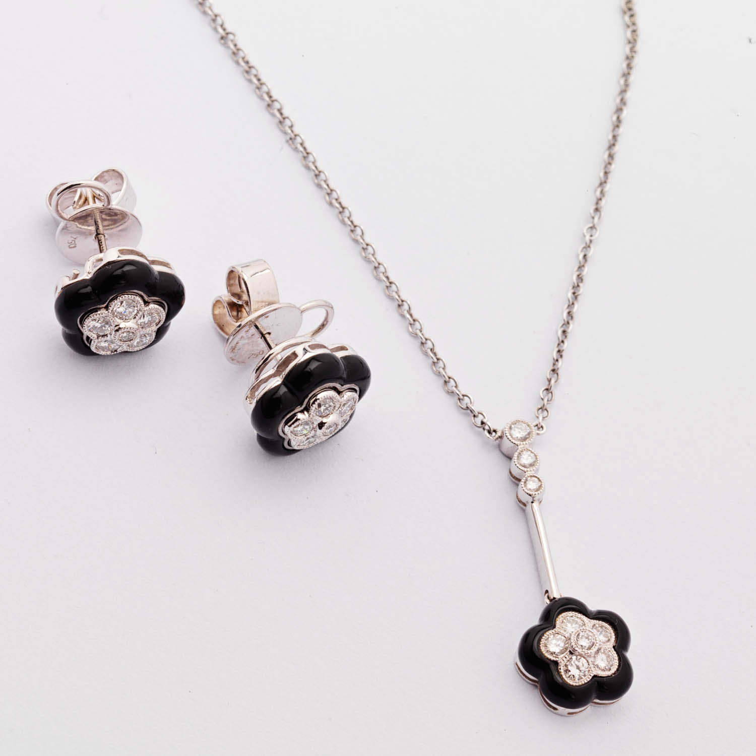 Onyx and Diamond Studs - Image 5