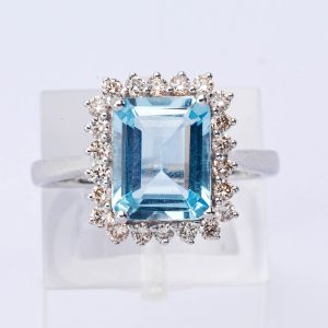 Aquamarine and Diamond Ring