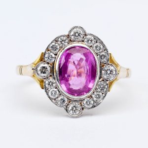 Pink Sapphire and Diamond Ring