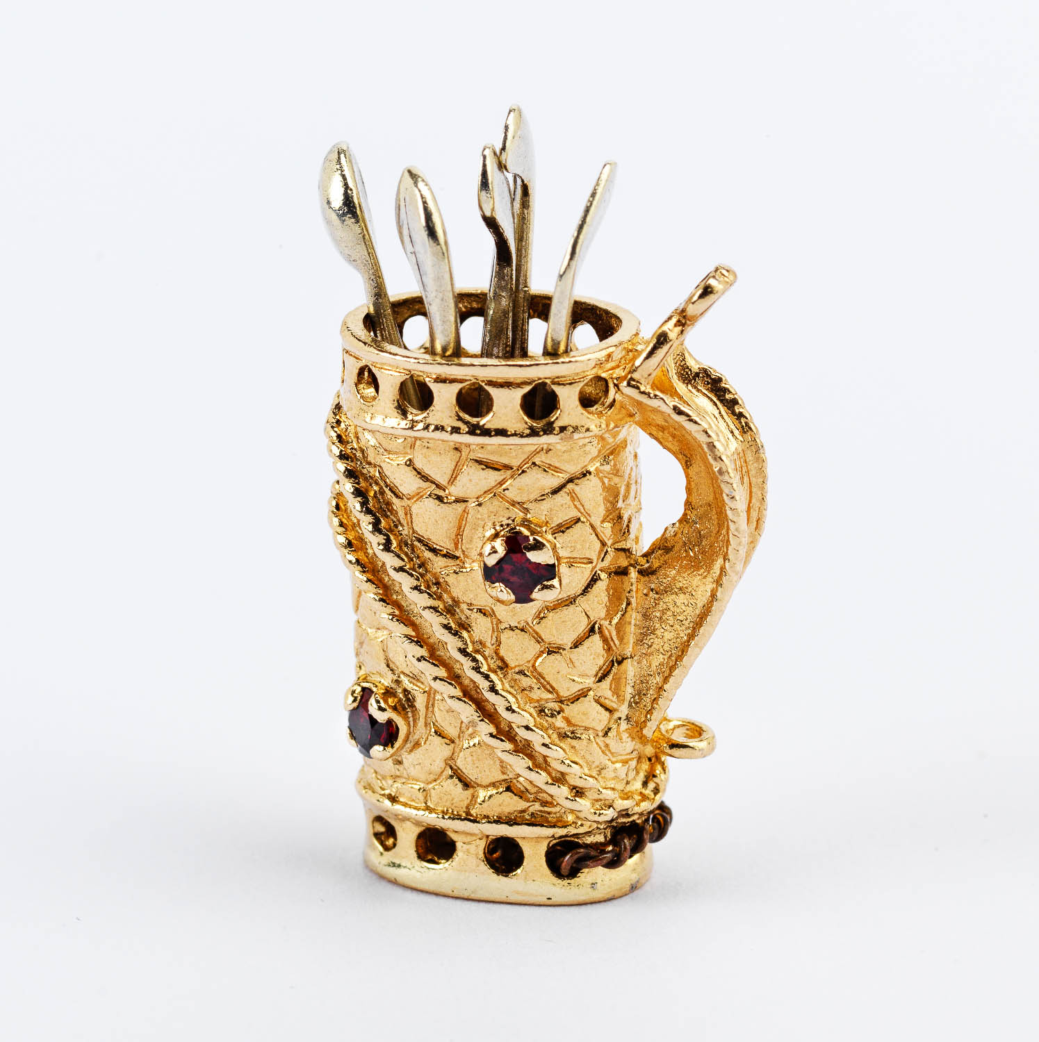 Gold & Garnet Golf Bag Pendant - Image 2