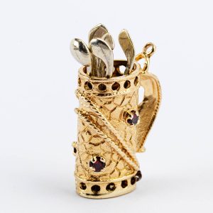 Gold & Garnet Golf Bag Pendant