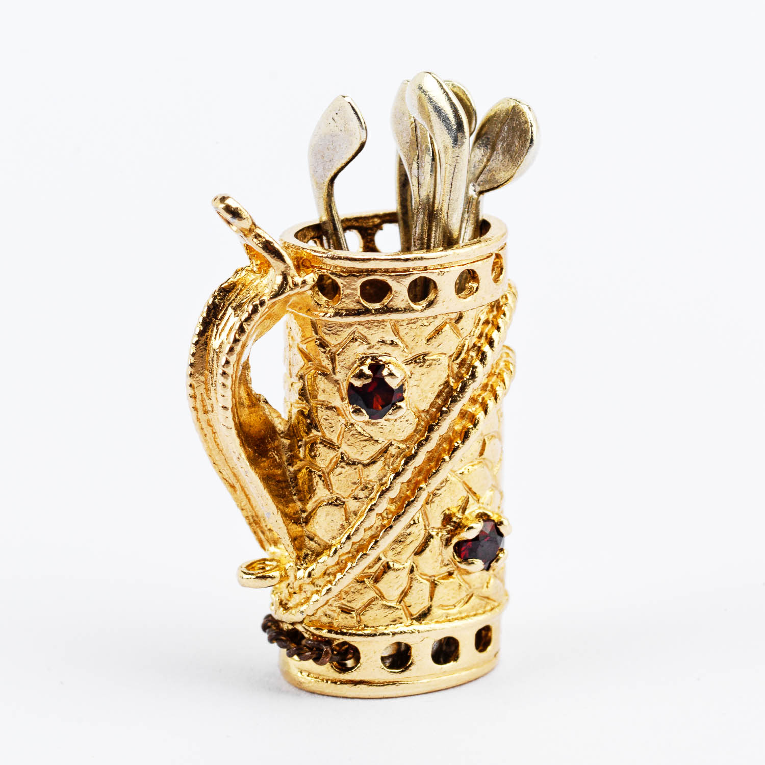 Gold & Garnet Golf Bag Pendant - Image 3